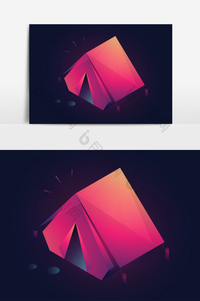 立体野营露营帐篷透感光效矢量素材