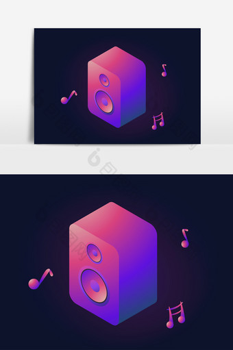 立体音响音乐播放透感光效矢量素材图片
