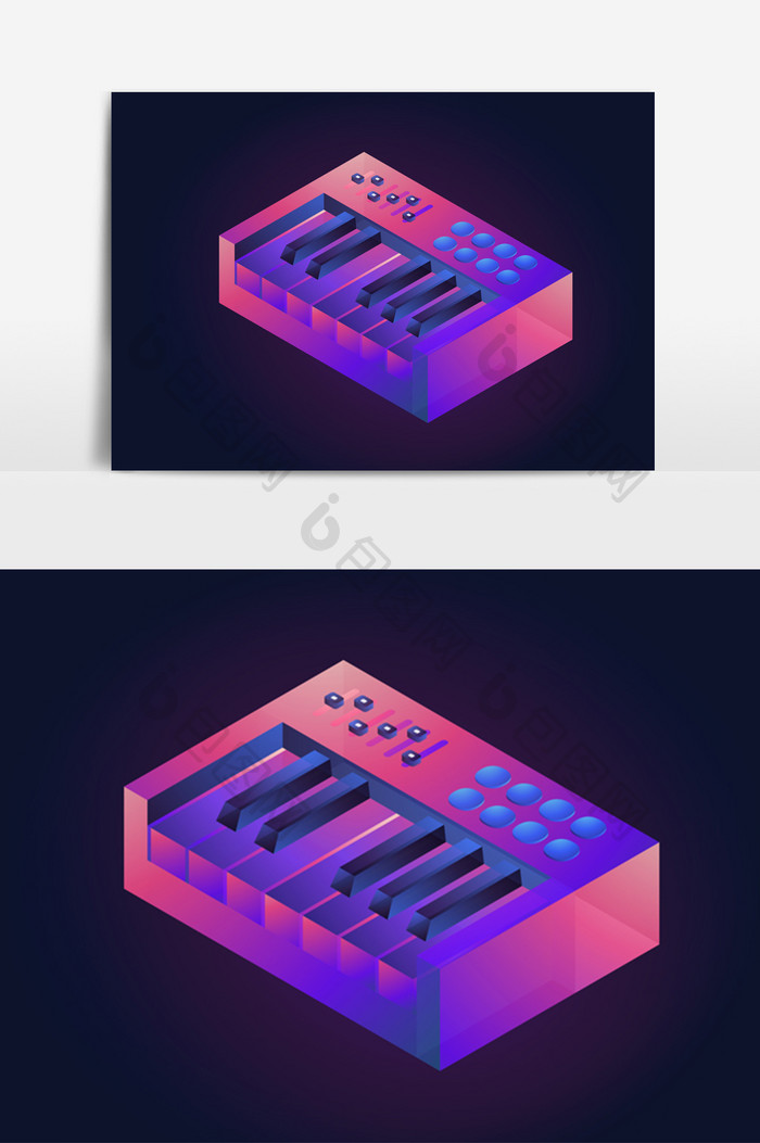 时尚立体电子琴透感光效矢量素材