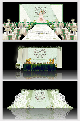 现代绿色森系小清新婚礼场景模型