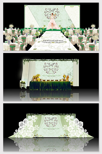 现代绿色森系小清新婚礼场景模型图片