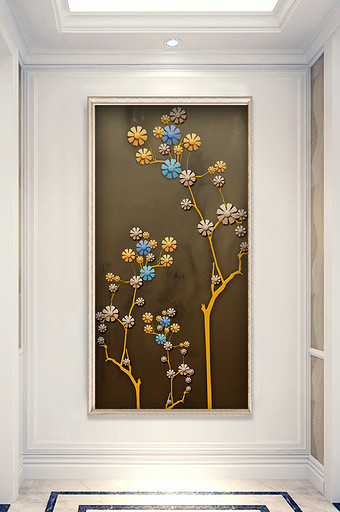 现代简约浮雕花卉装饰画玄关画背景图片