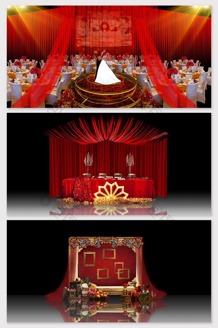 红色浪漫帷幔主题玫瑰婚礼场景模型