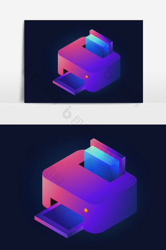 简约立体打印机办公透感光效矢量素材图片