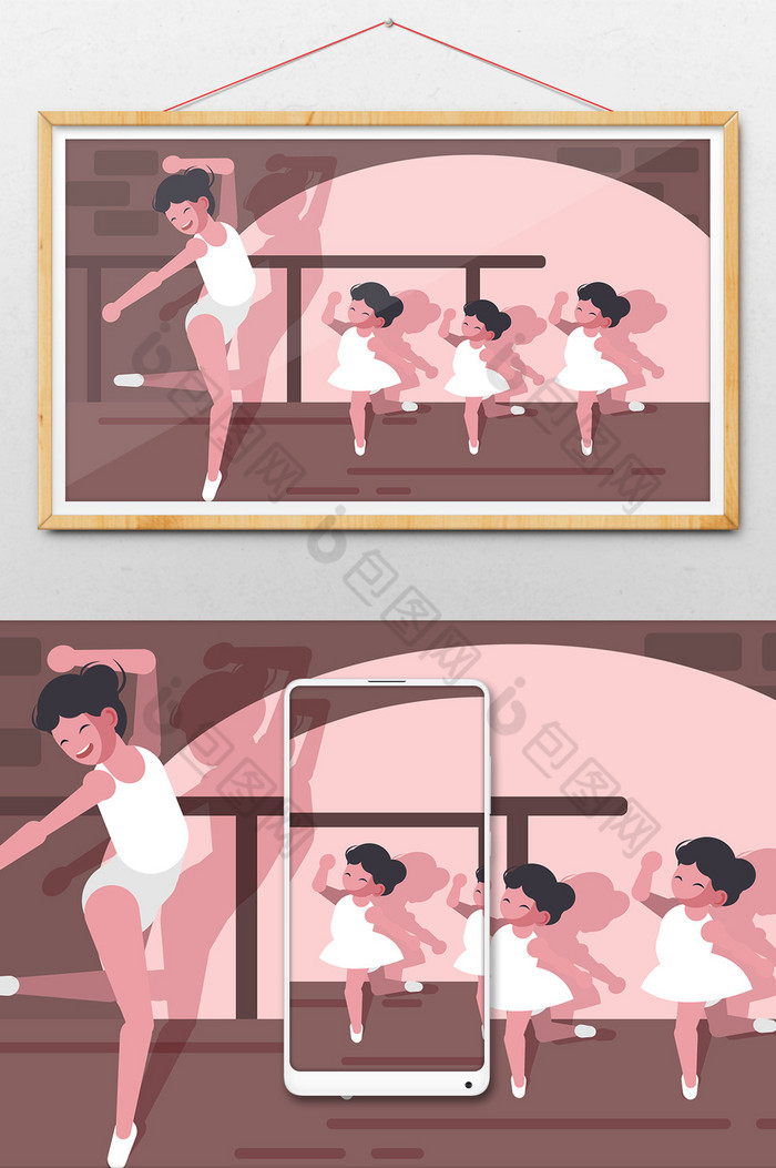 跳舞的小女孩插画图片图片