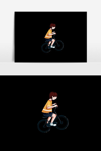 秋季骑单车人物插画图片