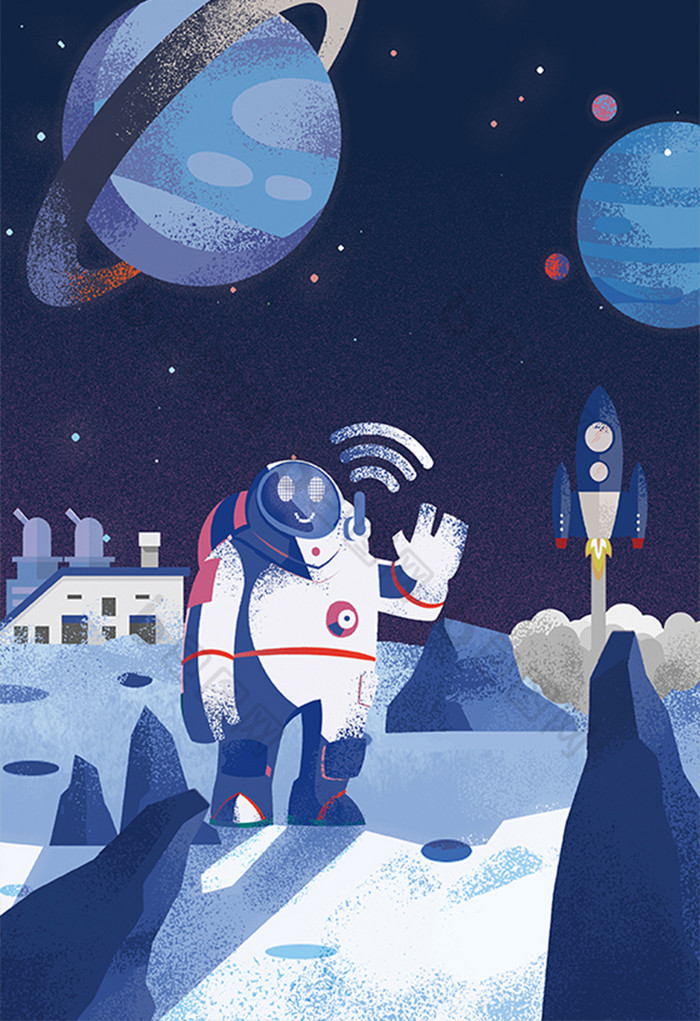 宇宙机器未来智能机器人科技插画图片