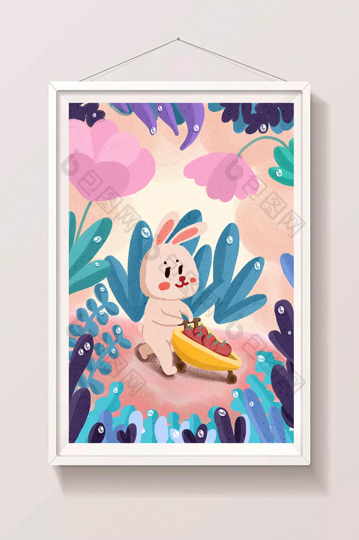 白露节气小兔子送食物插画图片图片