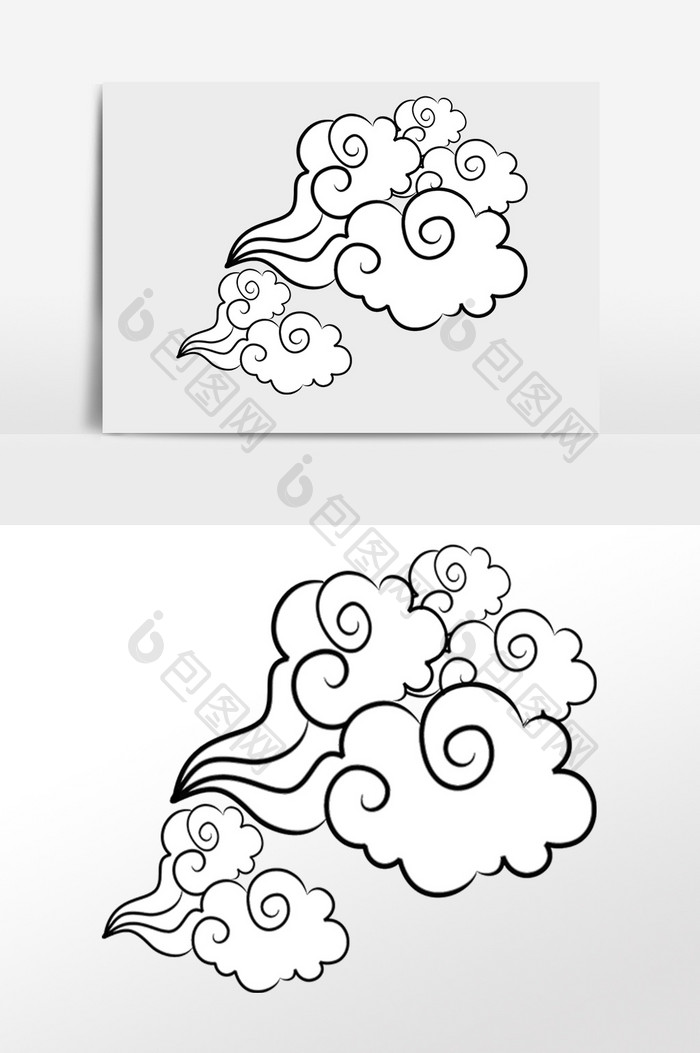手绘花式云彩插画元素