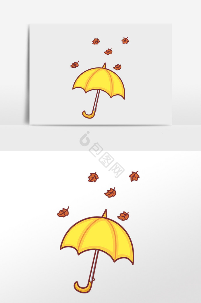 秋季落叶伞插画图片
