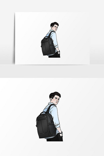 男孩背包插画元素图片