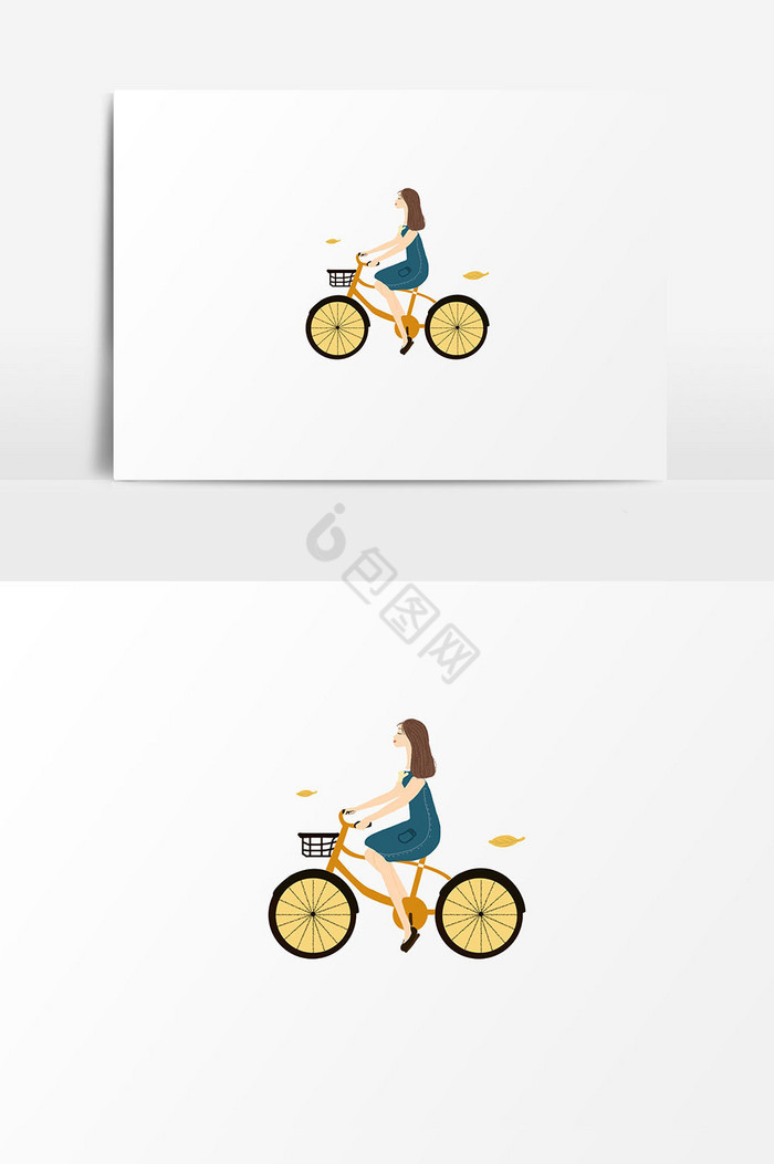 女孩单车插画