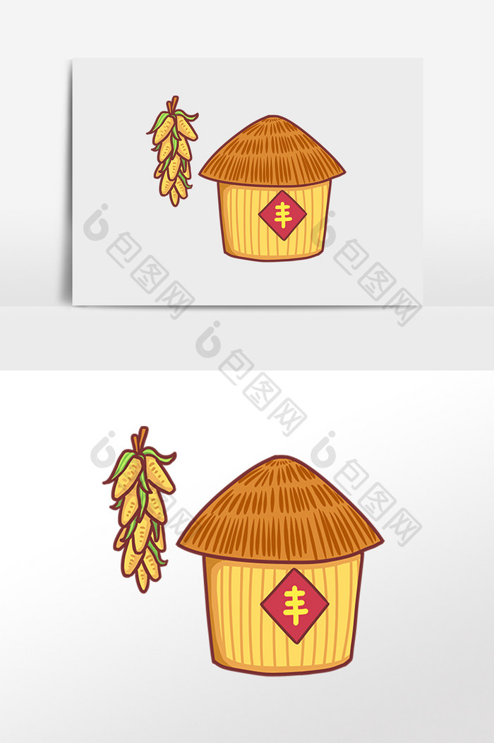 秋季玉米插画元素