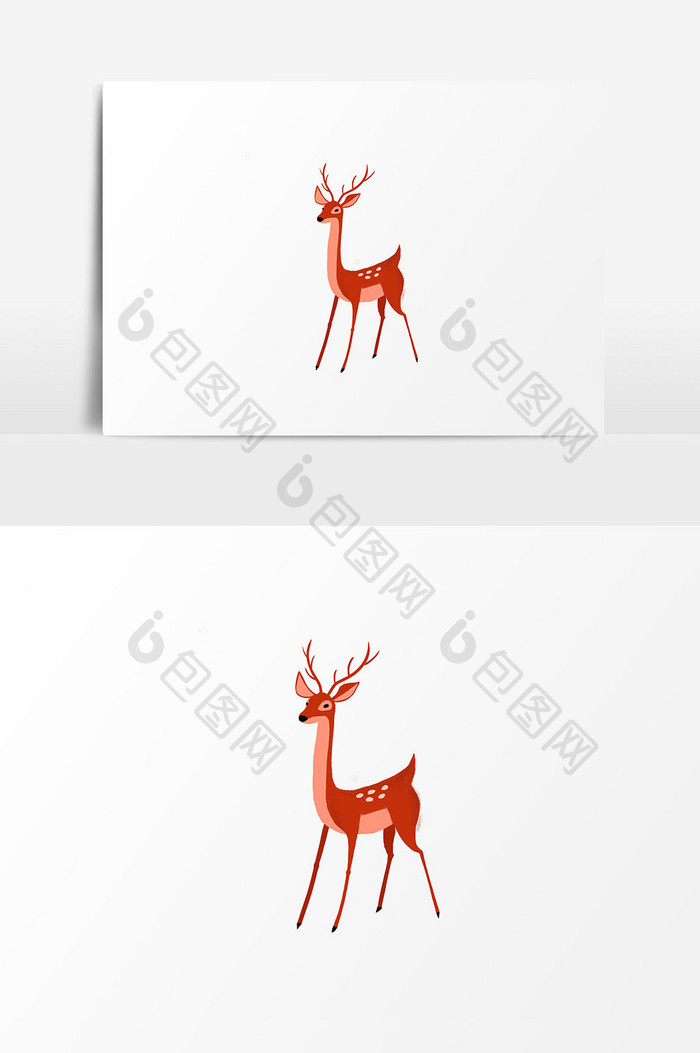 小鹿动物插画设计