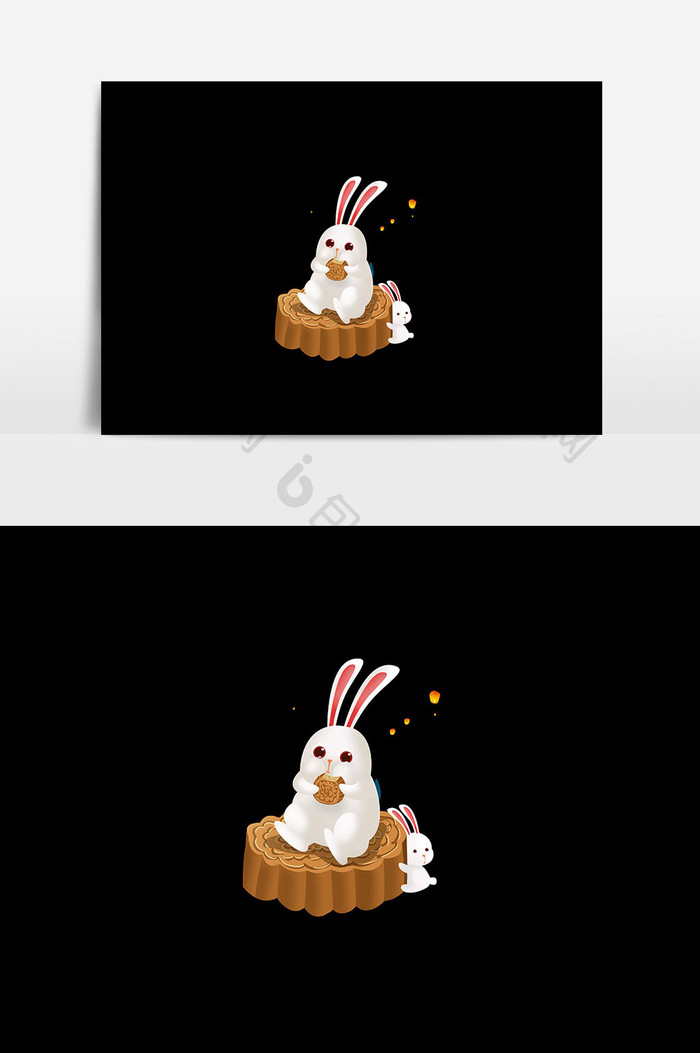 月亮兔子插画元素