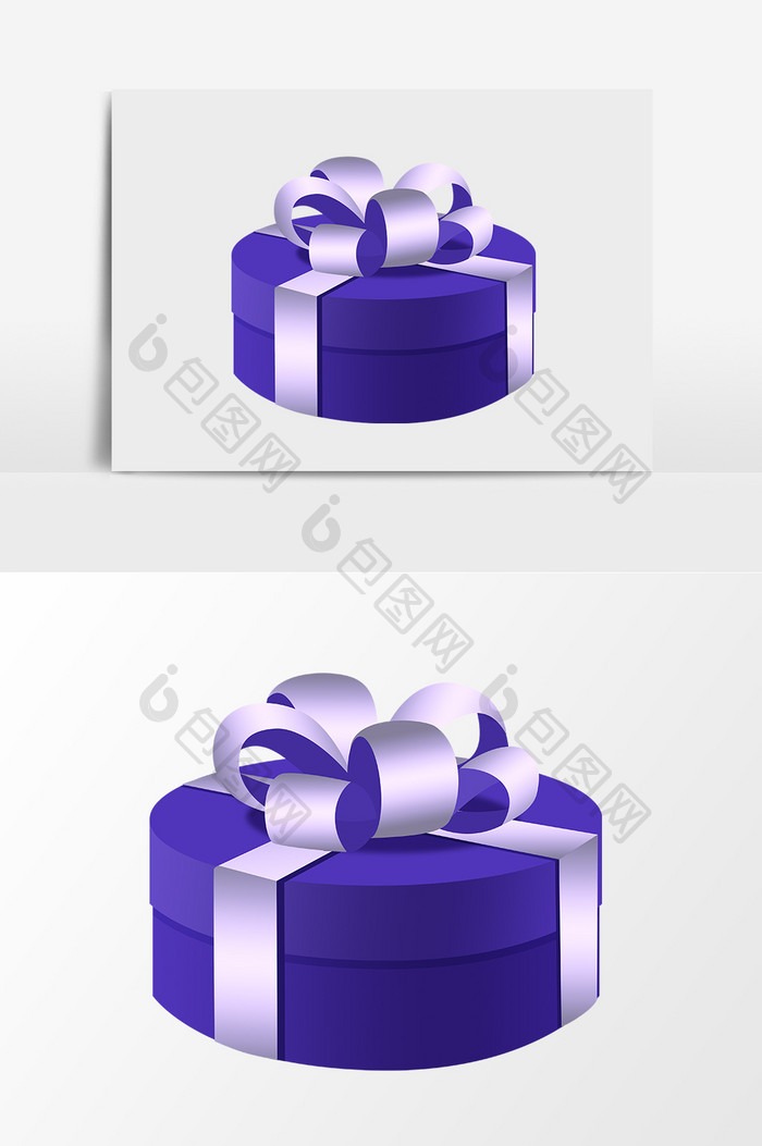 七夕节紫色的圆形礼物盒