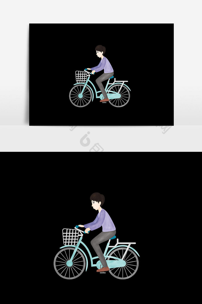 男孩自行车插画图片图片