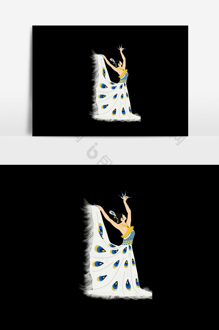 人物舞蹈孔雀插画图片图片