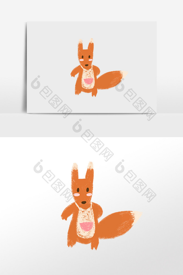 手绘可爱小动物狐狸插画元素