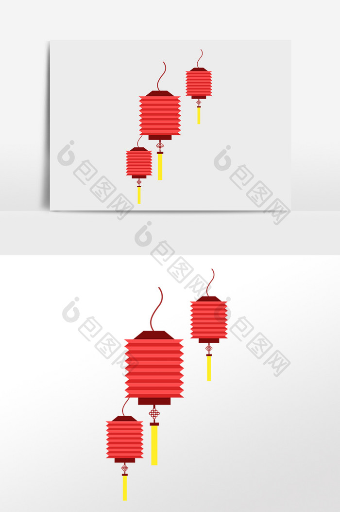 手绘挂件红色喜庆灯笼插画