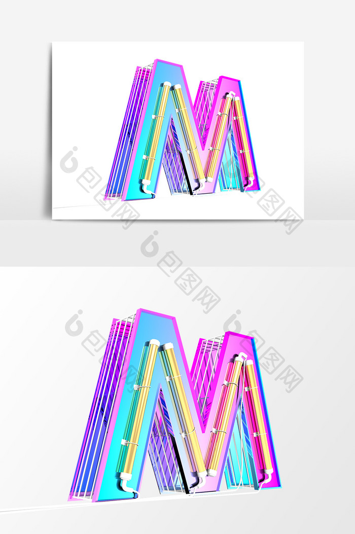 字母M金属艺术字设计