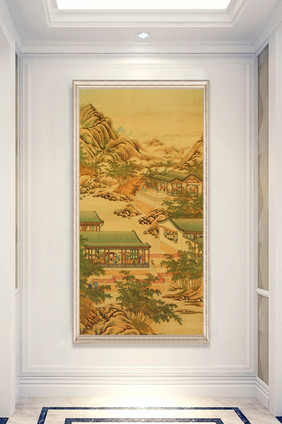 中式古画 民间艺术品 山水画玄关画