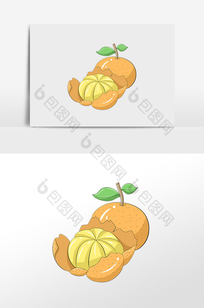 手绘秋天水果橘子插画元素