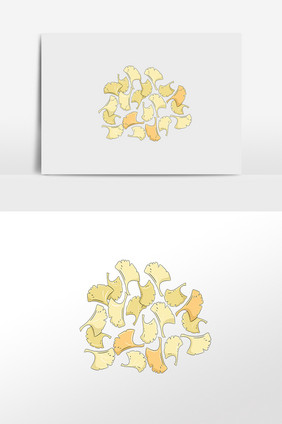 手绘植物黄色银杏花插画元素