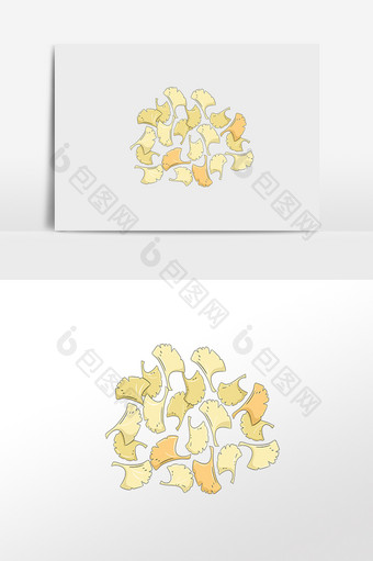 手绘植物黄色银杏花插画元素图片