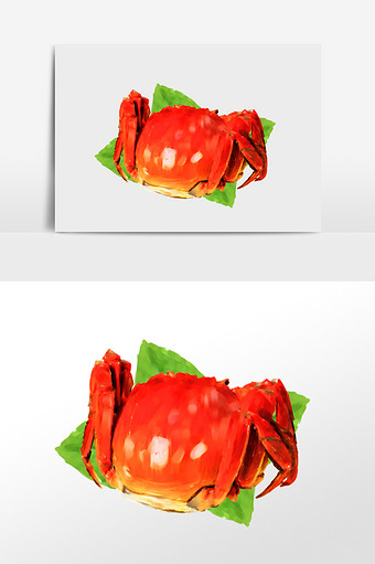 水彩手绘螃蟹素材图片