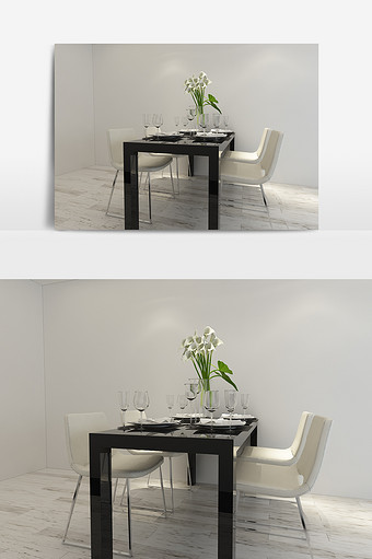 现代风格餐桌椅模型图片