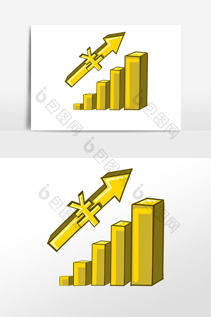 手绘金融2.5D走势图形插画