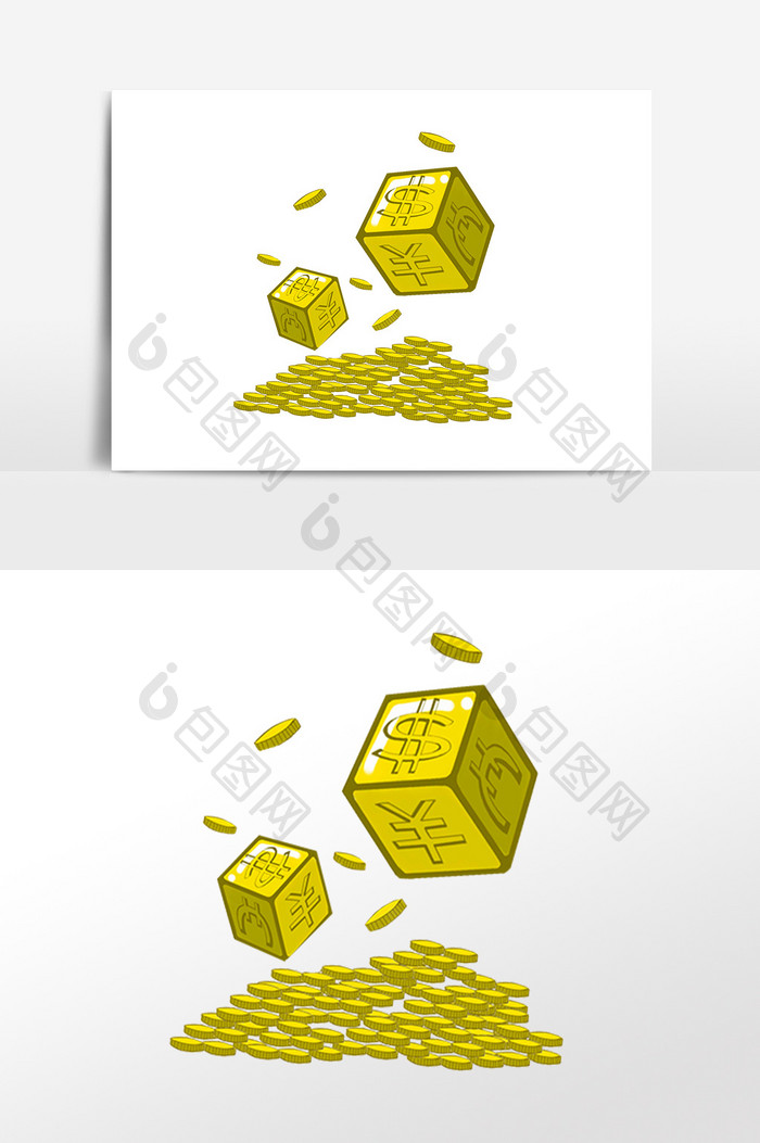 金融2.5D金币图形插画