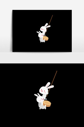 兔子卡通月饼插画