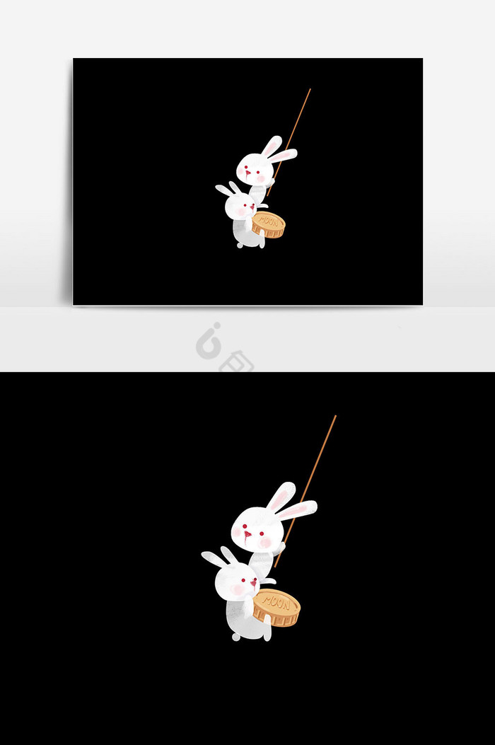兔子月饼插画图片