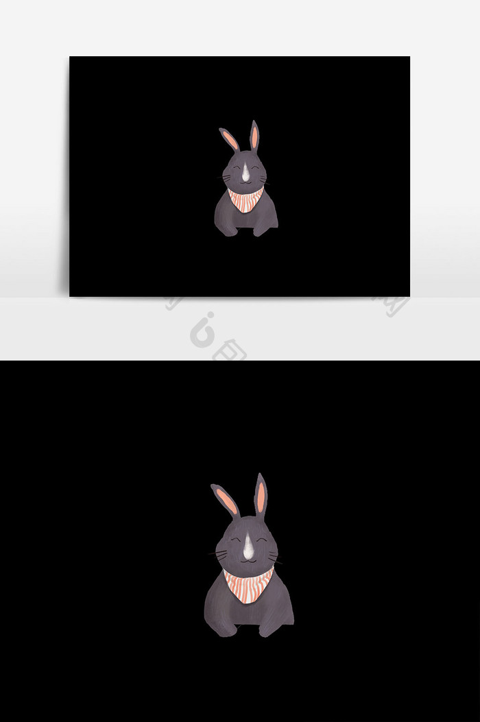 黑色兔子漫画插画