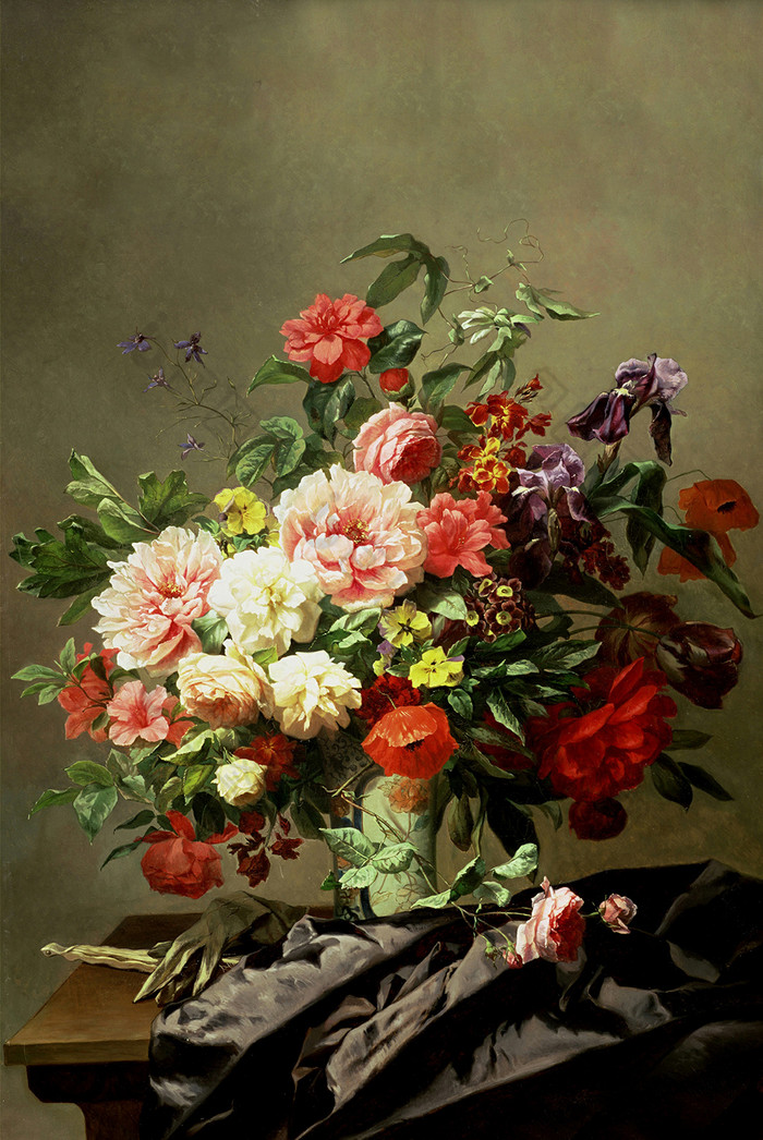 北欧油画静物花卉花朵简约装饰画背景墙