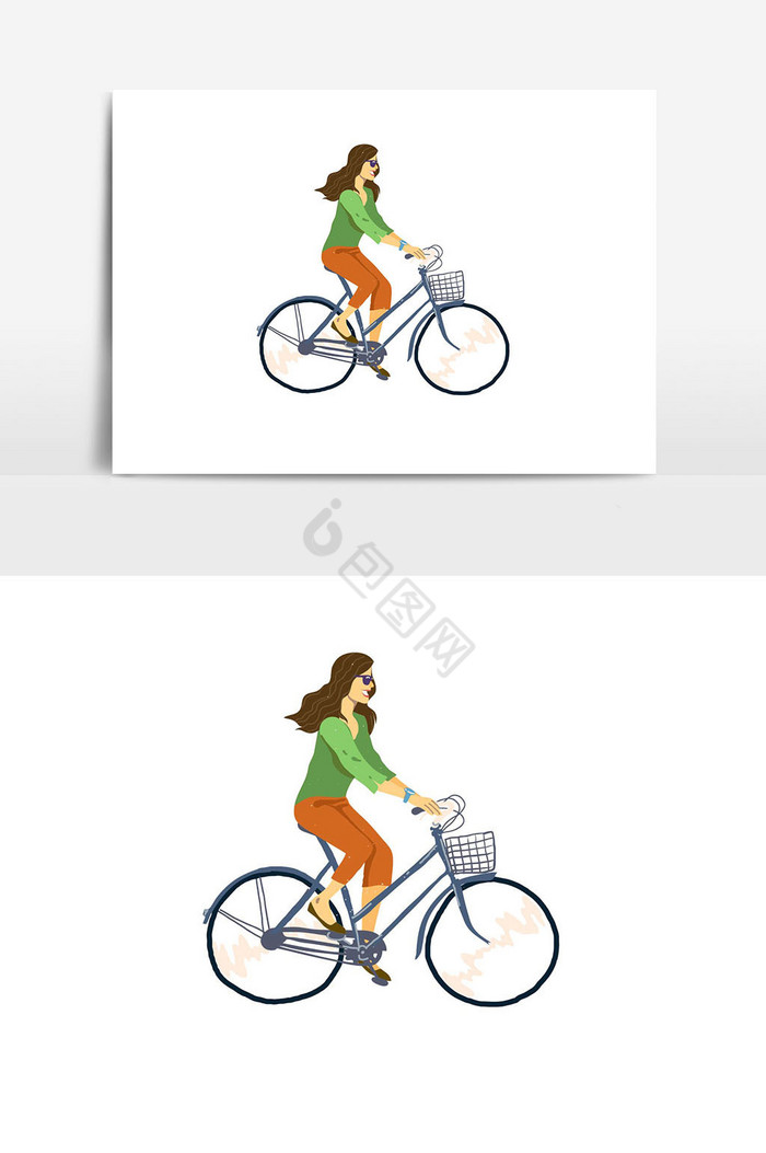 人物自行车插画图片