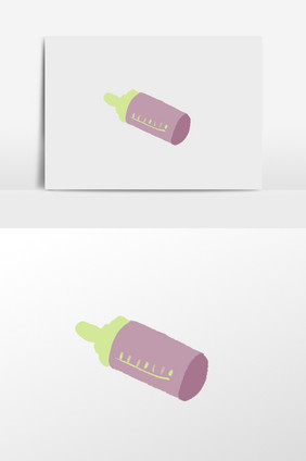 手绘紫色奶瓶插画元素