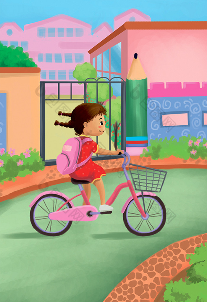 开学季上学插画图片