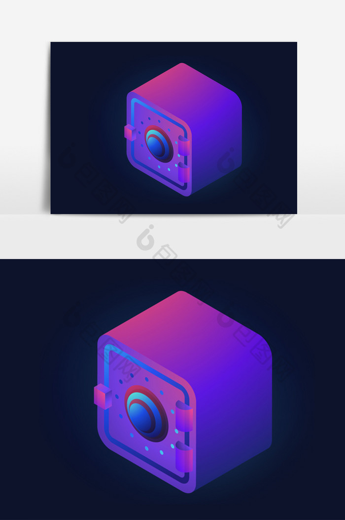 立体保险箱保管机密透感光效矢量素材
