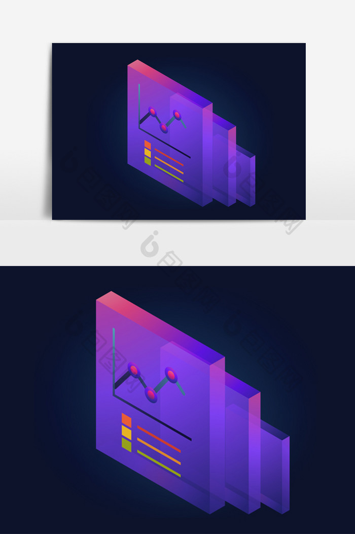 简约统计图数据模块透感光效矢量素材