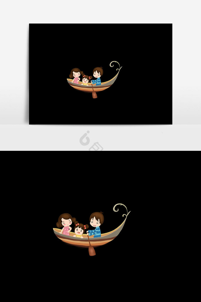 划船旅行插画图片