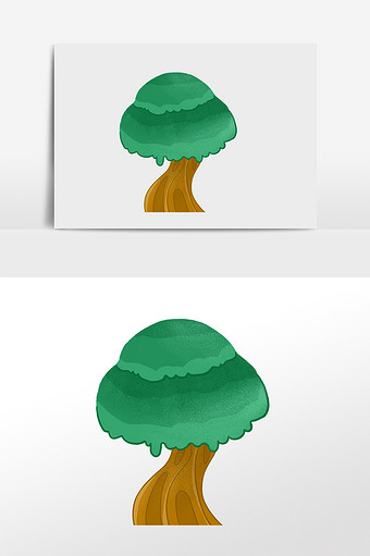 绿色手绘小清新小树插画元素图片