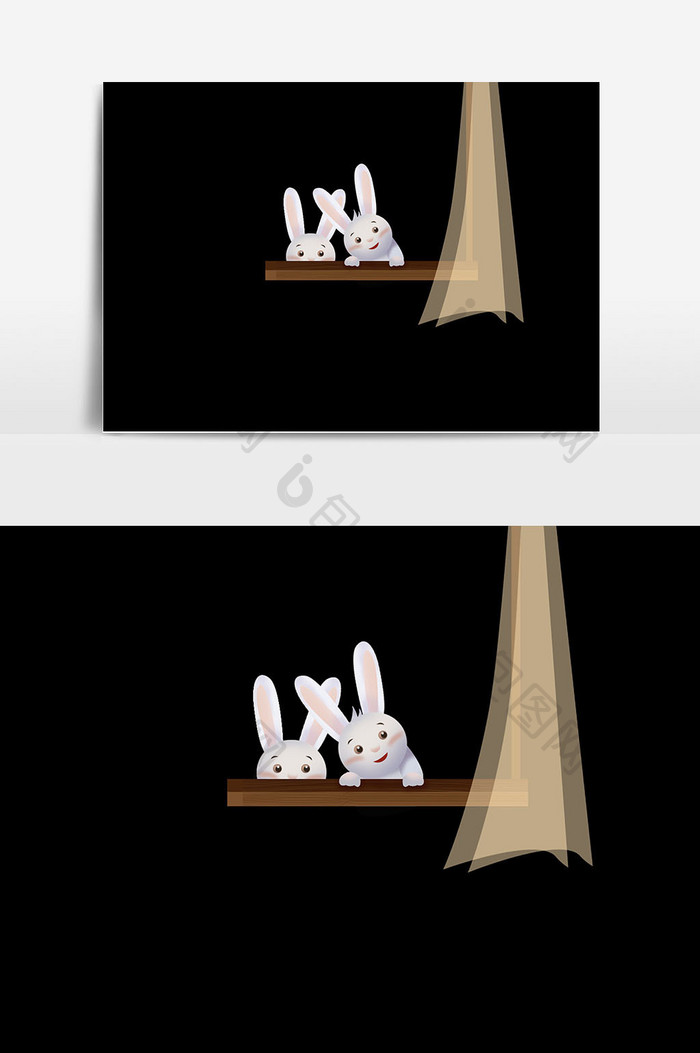 兔子白色卡通中秋
