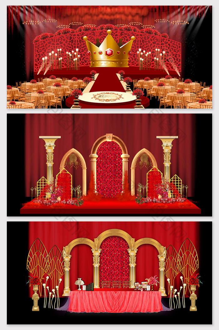 古典欧式金红色婚礼舞台背景