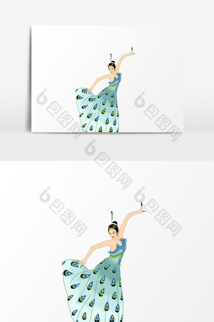 孔雀舞蹈插画图片图片