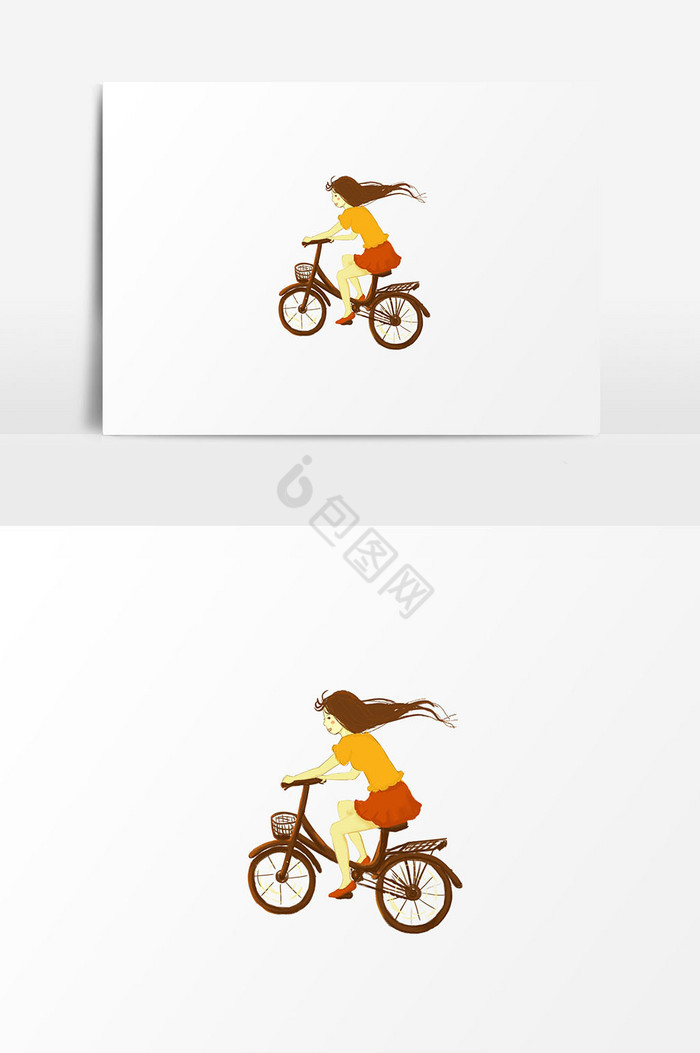 女孩自行车图片
