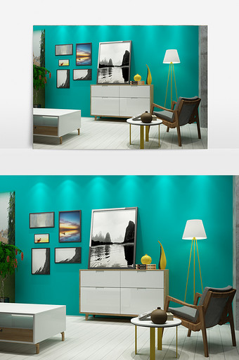 客厅个性家具组合3D模型图片