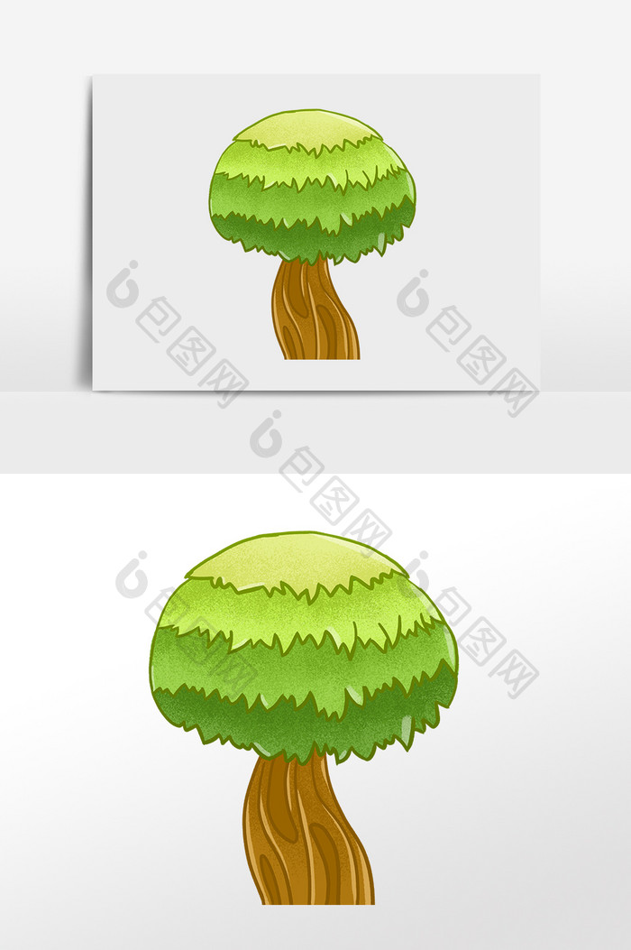 卡通绿色植物小树手绘插画元素